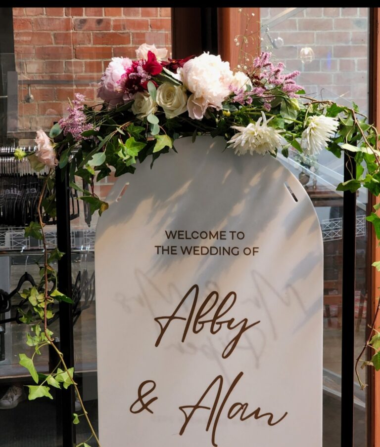 Floral wedding sign