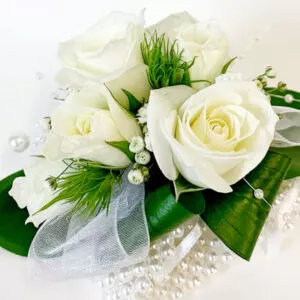 white rose corsage