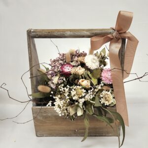 Chloe- Rustic dried flowers in a wooden box