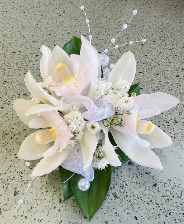 Orchid wrist corsage